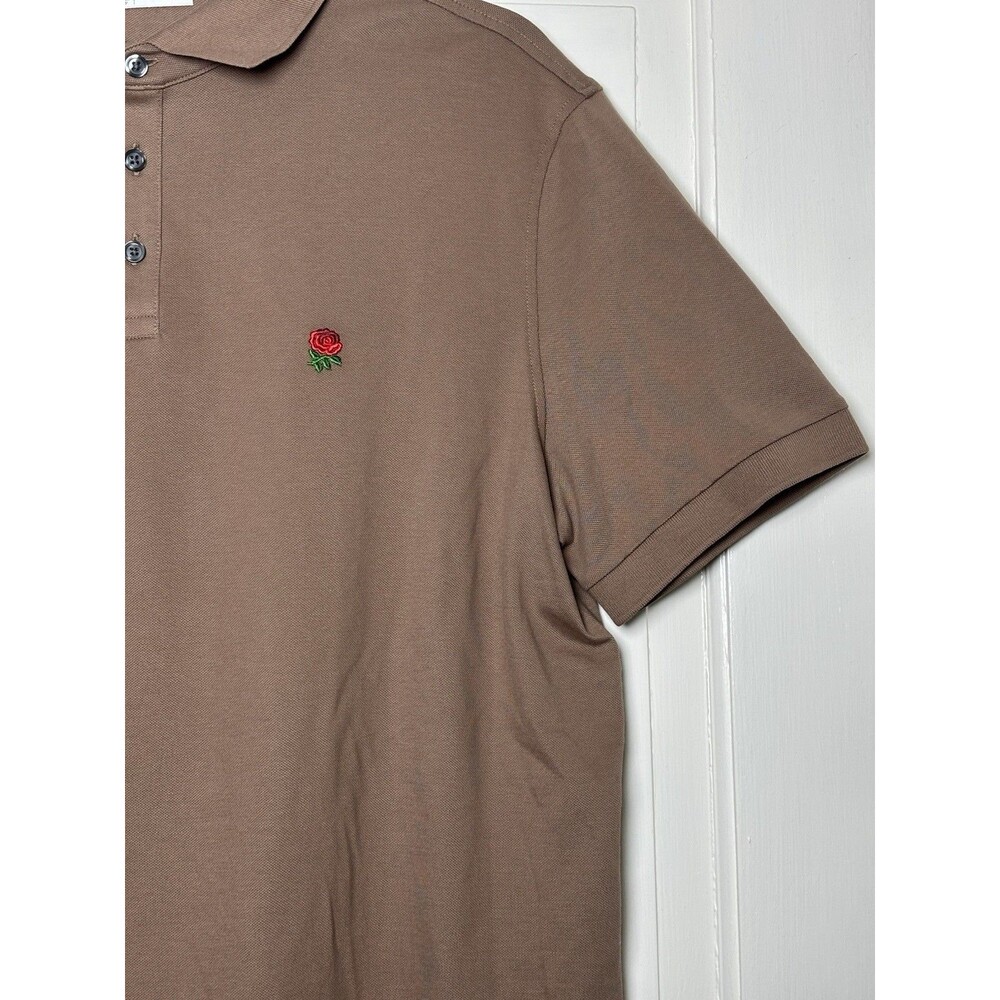 Charles Tyrwhitt Mens England Rugby Rose Logo Polo Shirt Size Large Brown - Picture 2 of 7